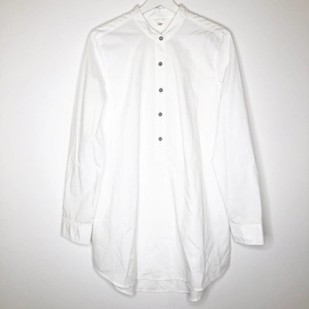 CASLON White Long Sleeve Shirt Dress